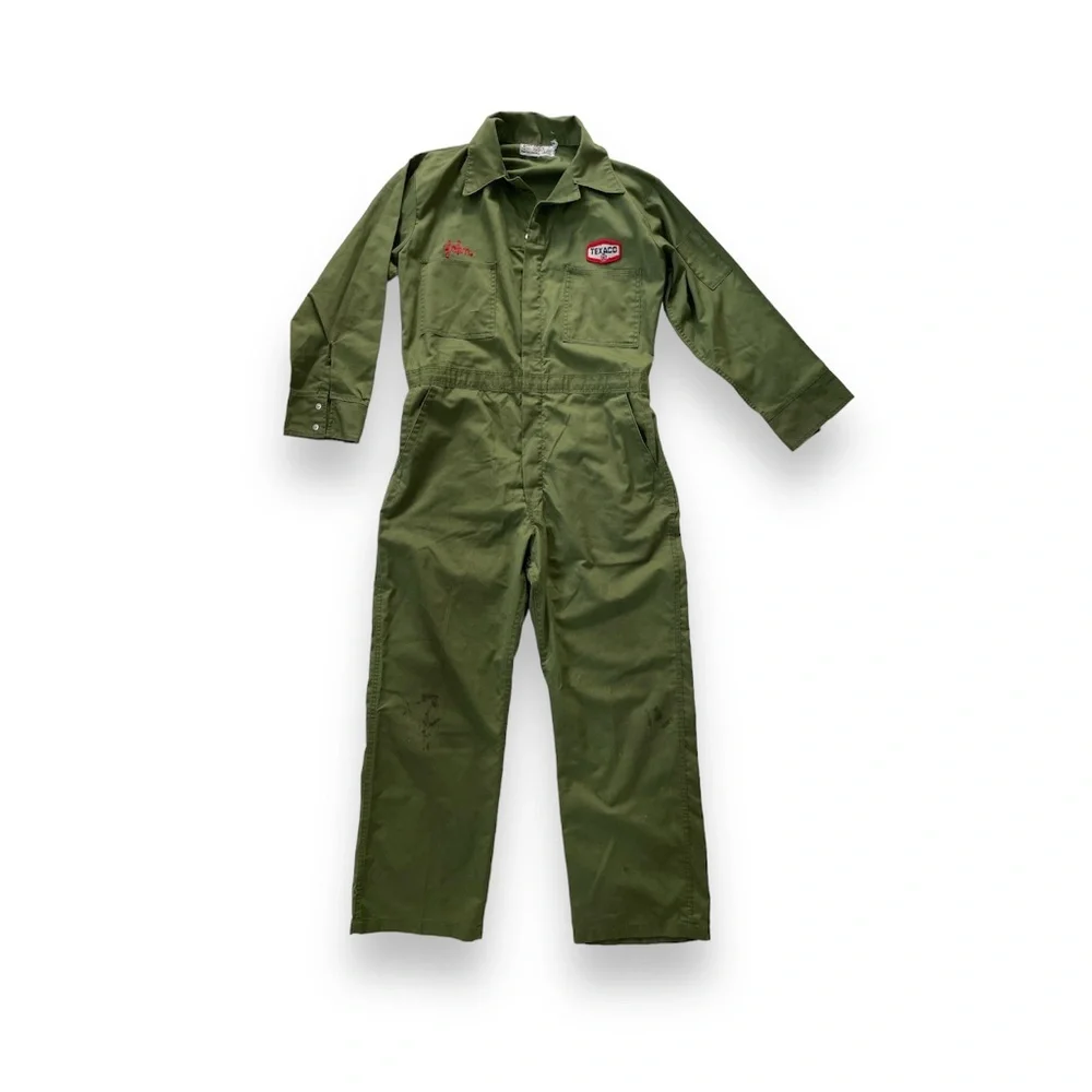 SOLD Vintage 1950s Texaco Oil Gas Station Mechanic Coveralls Chainstitch - Picture 8 of 11